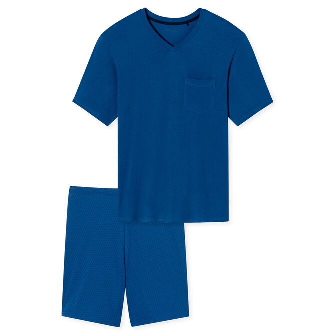 Schiesser Pyjama Short indigo blue 181153 56/XXL Schiesser Pyjama Short indigo blue 181153 56/XXL