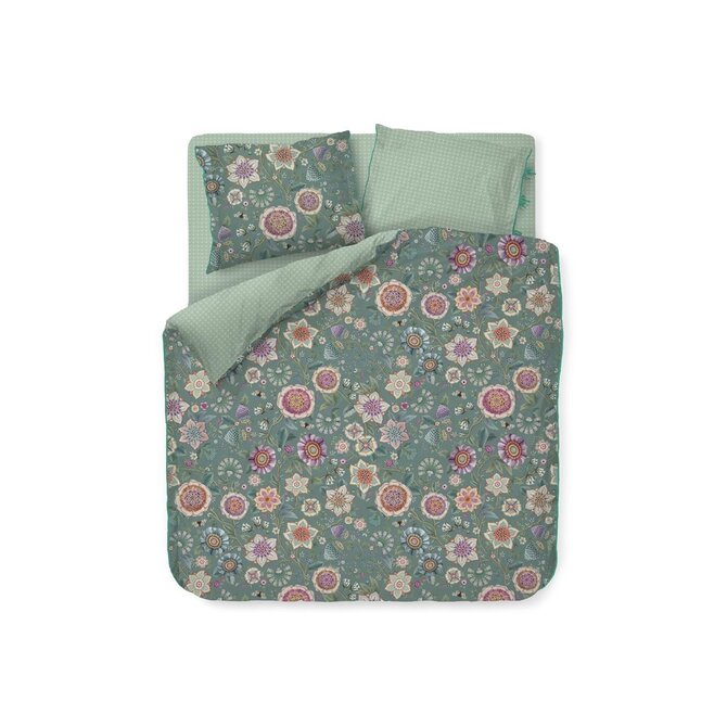 Pip Studio Dekbedovertrek Viva Las Flores Green 240x200/220 cm Pip Studio Dekbedovertrek Viva Las Flores Green 240x200/220 cm