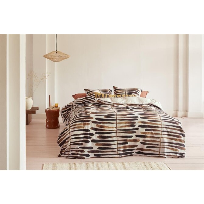 VTwonen dekbedovertrek Botanic Stripe  Terra 200x200/220 cm