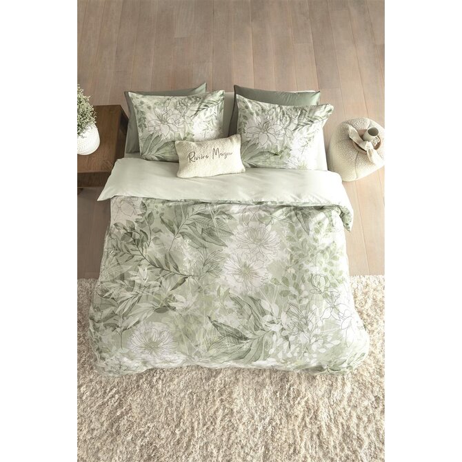 Riviera Maison Dekbedovertrek Lilium  Grijsgroen 200x200/220 cm