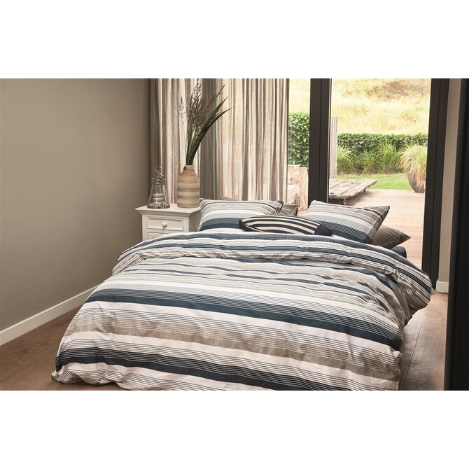 Riviera Maison Dekbedovertrek Sturdy Stripe  Marineblauw 200x200/220 cm
