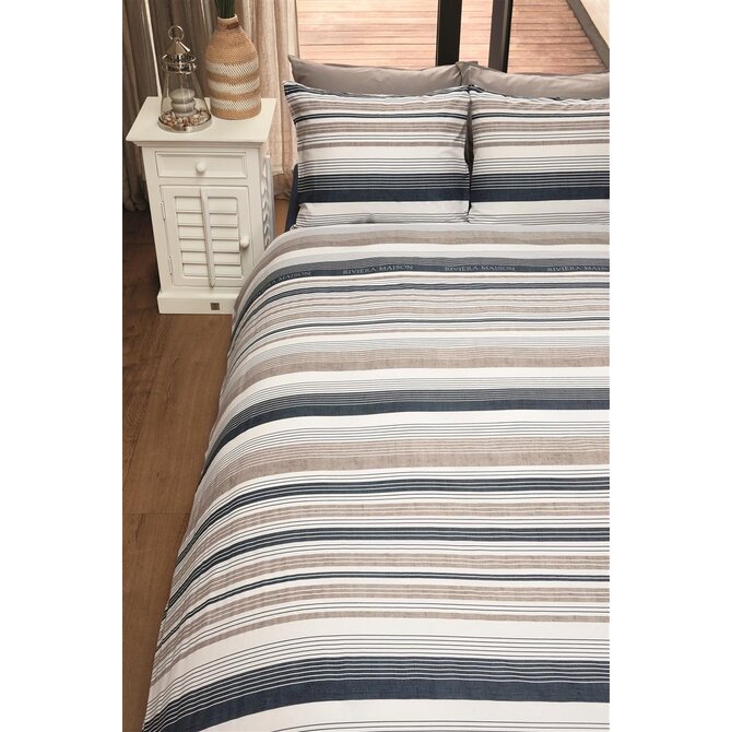 Riviera Maison Dekbedovertrek Sturdy Stripe  Marineblauw 200x200/220 cm