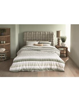 Riviera Maison Dekbedovertrek Sturdy Stripe  Grijsgroen 240x200/220 cm