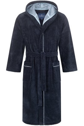 Morgenstern herenbadjas met capuchon Daniel marine/blauw Maat XL