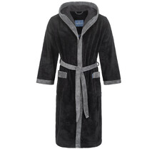 Morgenstern herenbadjas met capuchon Elio 2 zwart Maat XL