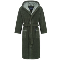 Morgenstern herenbadjas met capuchon Daniel groen Maat XL