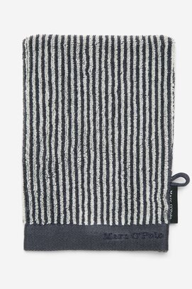 Marc O'Polo Timeless Tone Stripe Washandje Marine/Silver 16x22