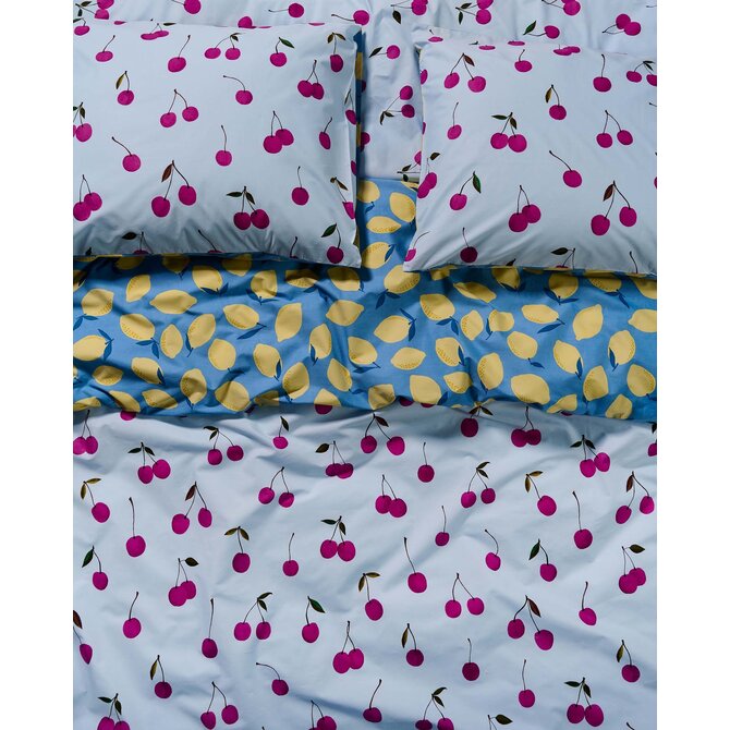 Covers & Co Zesty cherry Dekbedovertrek Ice blue 140x200/220