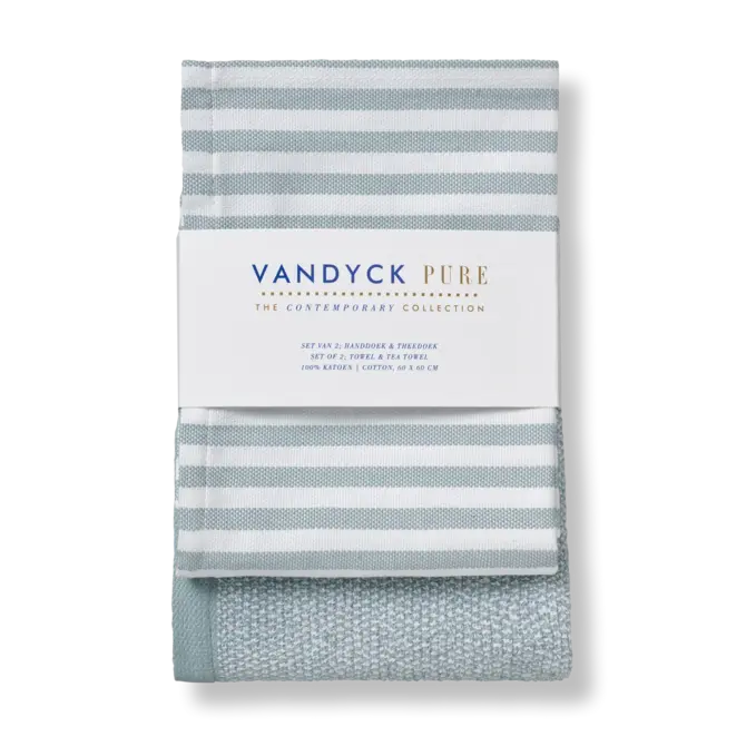 Vandyck Pure Kitchen Set keukendoek + theedoek 60x60 Pearl Blue