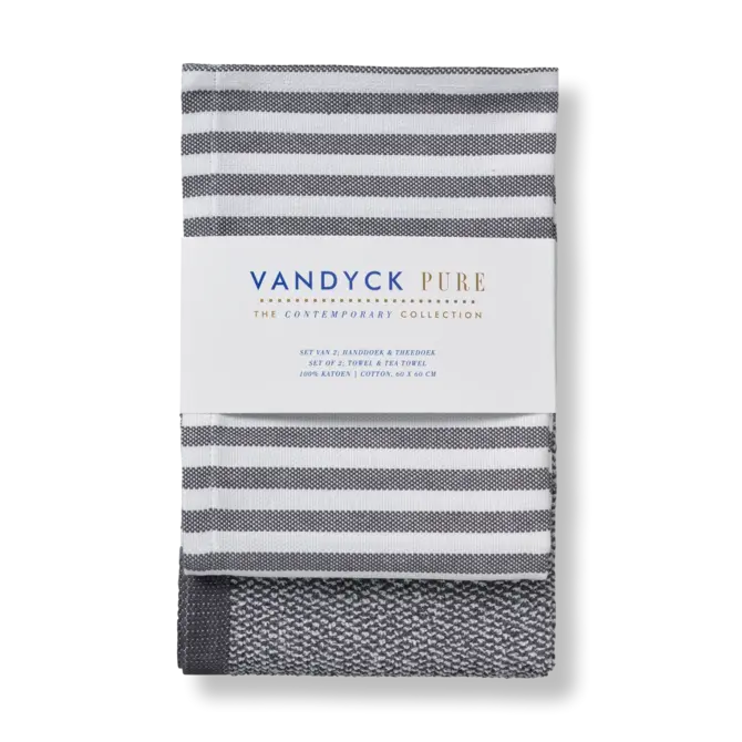 Vandyck Pure Kitchen Set keukendoek + theedoek 60x60 Off Black