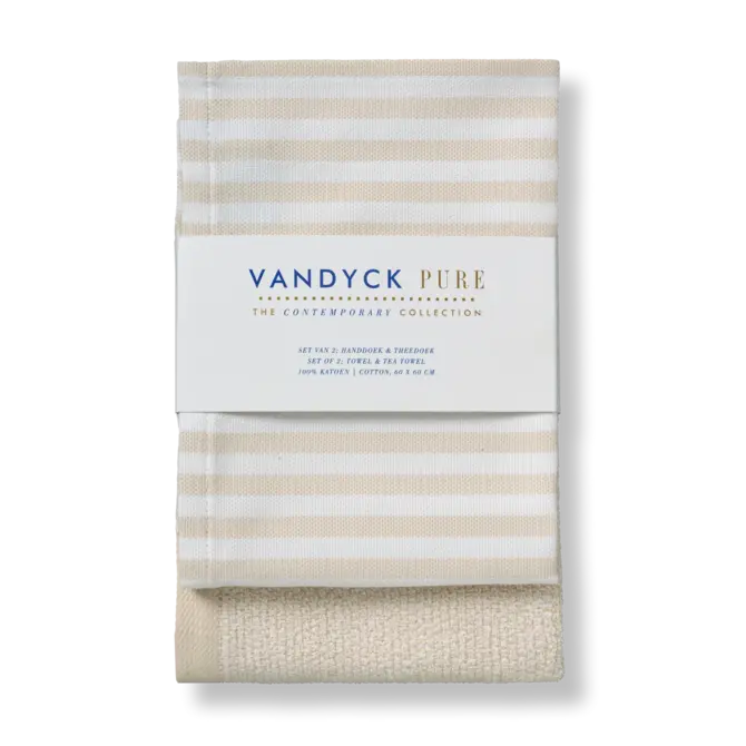 Vandyck Pure Kitchen Set keukendoek + theedoek 60x60 Desert