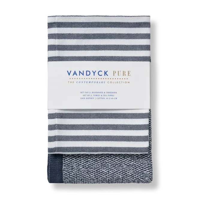 Vandyck Pure Kitchen Set keukendoek + theedoek 60x60 Blue Ink