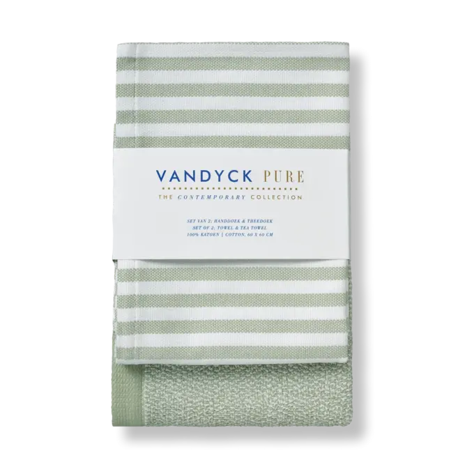 Vandyck Pure Kitchen Set keukendoek + theedoek 60x60 Smoke Green