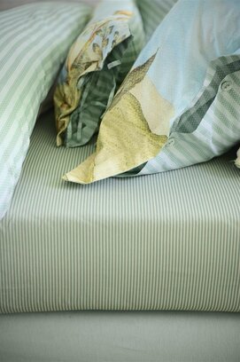Pip Studio Duo Stripe Hoeslakens- Khaki 100x200 cm Hoekhoogte: 25 cm