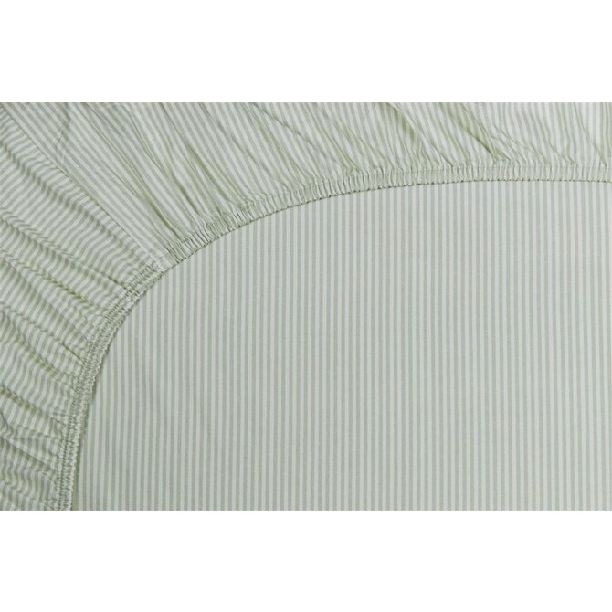 Pip Studio Hoeslaken Duo Stripe Green 100x200 cm Hoekhoogte 25 cm