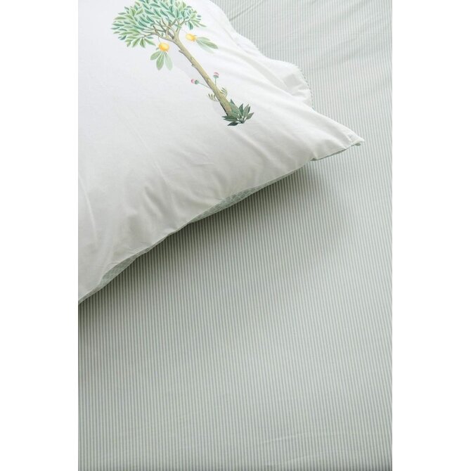 Pip Studio Hoeslaken Duo Stripe Green 180x200 cm Hoekhoogte 25 cm