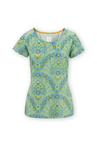 Pip Studio Pip Studio Tilly Short Sleeve Top Alba Blue Green M