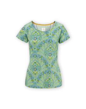 Pip Studio Tilly Short Sleeve Top Alba Blue Green XL