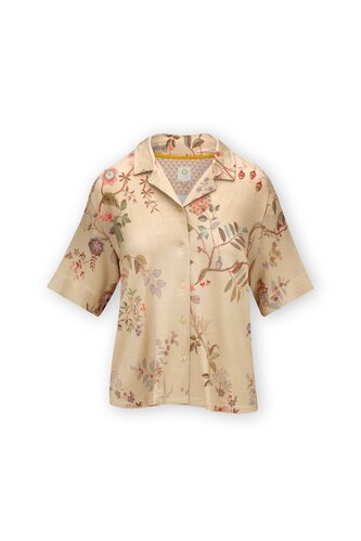 Pip Studio Pip Studio Flora Short Sleeve Top Amor de Dios Sand M