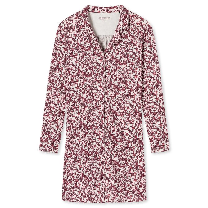 Schiesser Nachthemd lange mouw plum 176995 42/XL Schiesser Nachthemd lange mouw plum 176995 42/XL