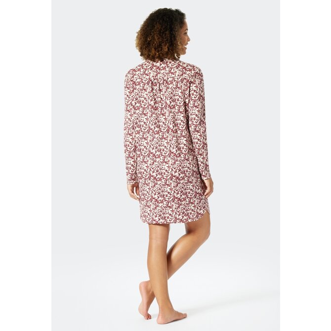 Schiesser Nachthemd lange mouw plum 176995 44/XXL Schiesser Nachthemd lange mouw plum 176995 44/XXL