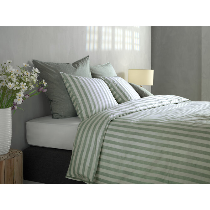 Zo! Home Banda di Lino Dekbedovertrek 140x200/220 Moss Green Zo! Home Banda di Lino Dekbedovertrek 140x200/220 Moss Green