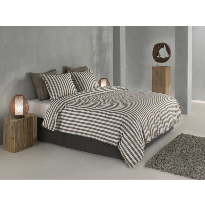 Zo! Home Banda di Lino Dekbedovertrek 240x200/220 Palm Taupe Zo! Home Banda di Lino Dekbedovertrek 240x200/220 Palm Taupe