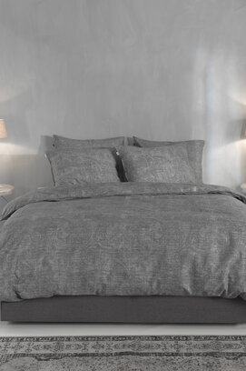 Zo! Home Paisley di Lino Dekbedovertrek 200x200/220 Dark Grey