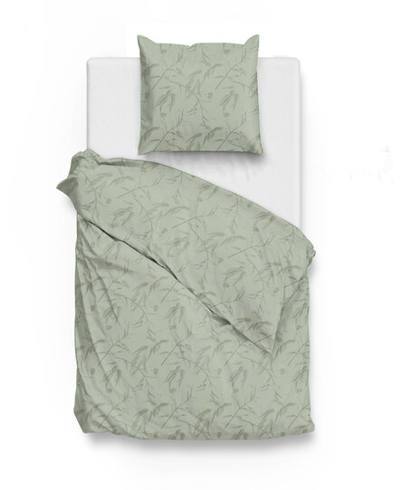 Zo! Home Fiori di Satinado Dekbedovertrek 140x200/220 Foam Green