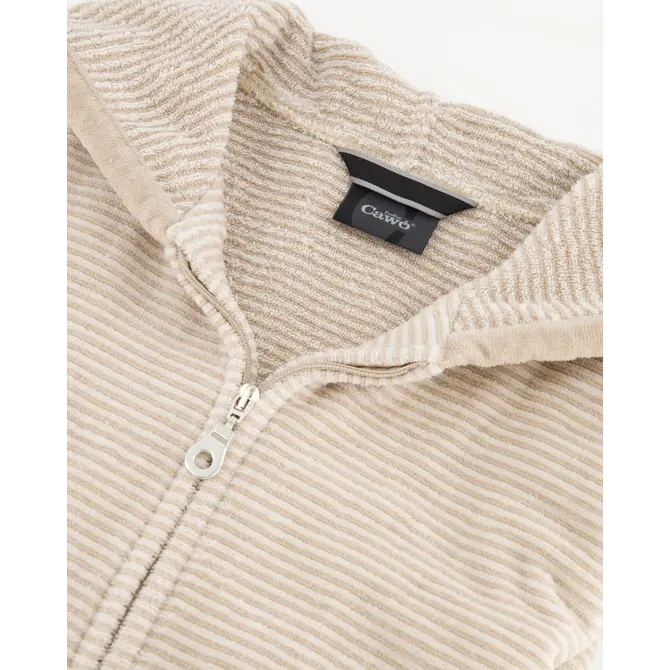 Cawö Badjas met capuchon en rits 6432   natur 44