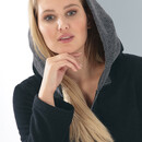 Cawö Cawö Badjas met capuchon en rits 5108 Uni  schwarz 44/46