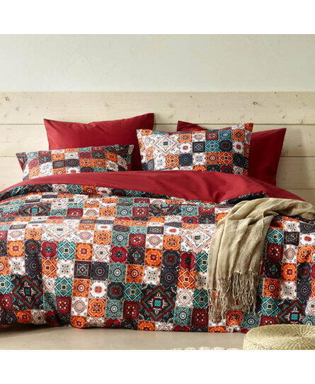 De Witte Lietear dekbedovertrek Ankara Red Dahlia 200x200/220