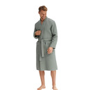 Morgenstern Morgenstern badjas Luca wafelstof Kimono 120cm Olijf Maat M