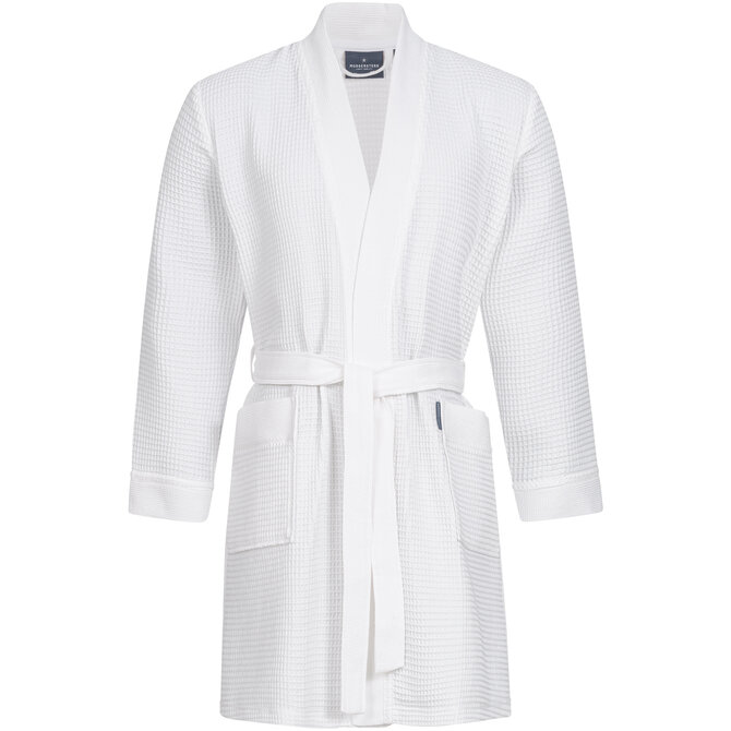 Morgenstern badjas Sascha Kimono wafelstof kort 100cm Wit XL Morgenstern badjas Sascha Kimono wafelstof kort 100cm Wit XL