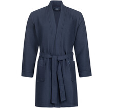 Morgenstern badjas Sascha Kimono wafelstof kort 100cm Navy Blue S