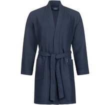 Morgenstern badjas Sascha Kimono wafelstof kort 100cm Navy Blue M
