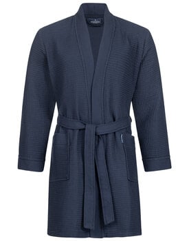 Morgenstern badjas Sascha Kimono wafelstof kort 100cm Navy Blue M