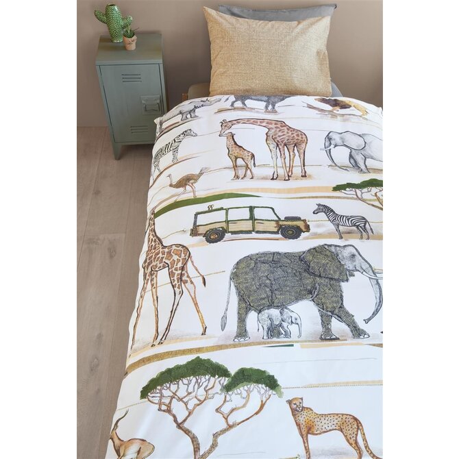 Beddinghouse x Hanneke de Jager Jeep Safari dekbedovertrek Kids 140x200/220 Natural