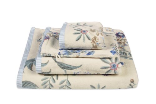 Pip Studio Badlaken Secret Garden White Blue 70x140