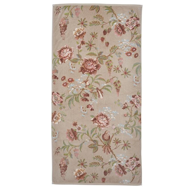 Pip Studio Secret Garden douchelaken Khaki 70x140 cm