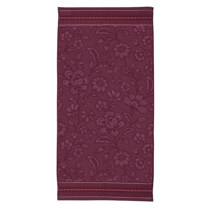 Pip Studio Jasmin Jacquard douchelaken Donkerroze 70x140 cm