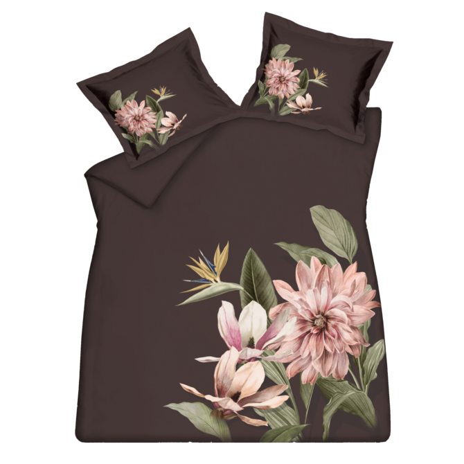 Vandyck Paradise Bloom kussensloop 60x70 Dark Chocolate