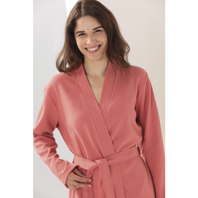 Cawo Dames  Home Kimono, extra licht Uni 40/42 koralle