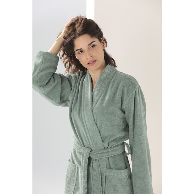 Cawo Dames  Home Kimono Uni L fjord Cawo Dames  Home Kimono Uni L fjord