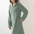 Cawö Cawo Dames  Home Badjas met Capuchon en ritssluiting Doubleface 48/50 fjord