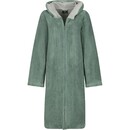 Cawö Cawo Dames  Home Badjas met Capuchon en ritssluiting Doubleface 44/46 fjord