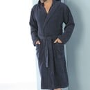 Cawö Cawo Heren  Home Badjas met Capuchon Uni 3XL blauw