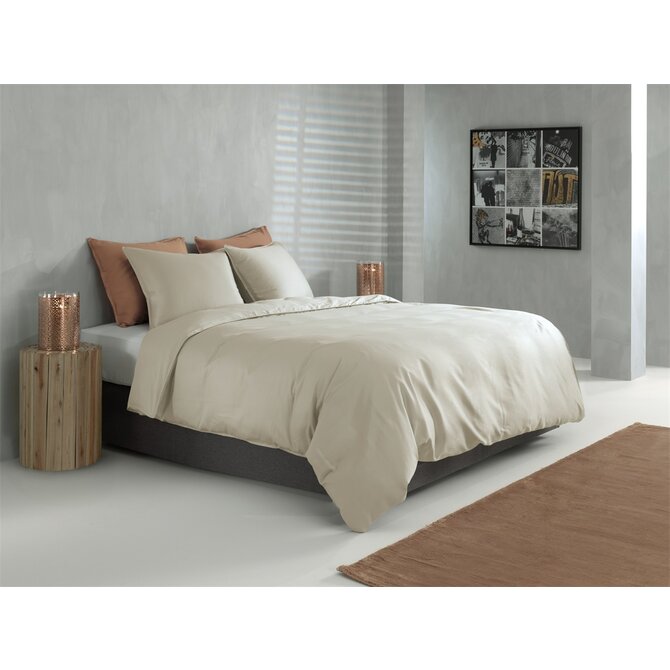 Zo! Home Percalle dekbedovertrek 140x200/220 Cool Beige Zo! Home Percalle dekbedovertrek 140x200/220 Cool Beige