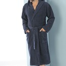 Cawö Cawo Heren Home Badjas met Capuchon Uni 829 L blau