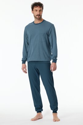 Schiesser Pyjama Long bluegrey 181156 54/XL